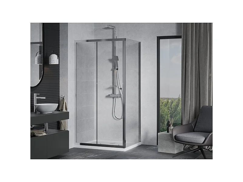 Mexen Apia kabina prysznicowa rozsuwana 120 x 70 cm, transparent, chrom + brodzik Flat - 840-120-070-01-00-4010