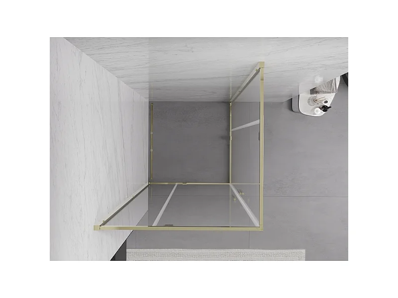 Mexen Exo vierkante douchecabine scharnierend 80 x 80 cm, transparant, goud - 8110-080-080-50-00