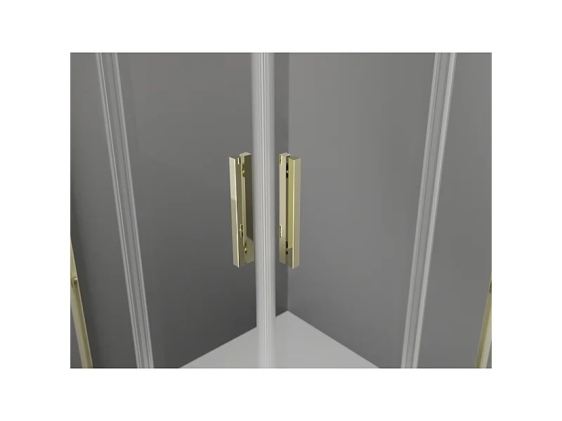 Mexen Exo vierkante douchecabine scharnierend 80 x 80 cm, transparant, goud - 8110-080-080-50-00