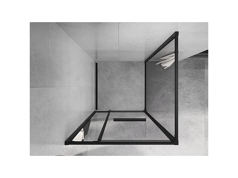 Mexen Linea drsna pršna kabina 85 x 85 cm, prozorna, črna - 8E1-085-085-70-70