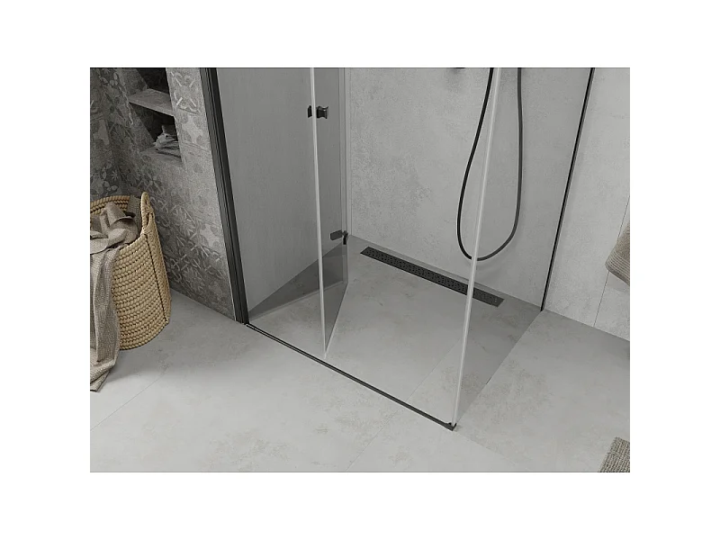 Mexen Lima sammenfoldelig brusekabine 110 x 100 cm, transparent, sort - 856-110-100-70-00