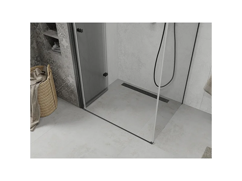 Mexen Lima sammenfoldelig brusekabine 110 x 100 cm, transparent, sort - 856-110-100-70-00