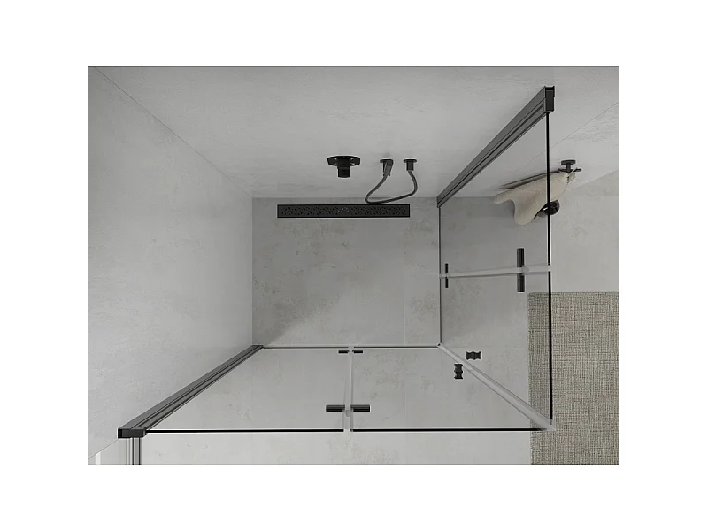 Mexen Lima Dubbele opvouwbare douchecabine 80 x 70 cm, transparant, zwart - 856-080-070-70-00-02