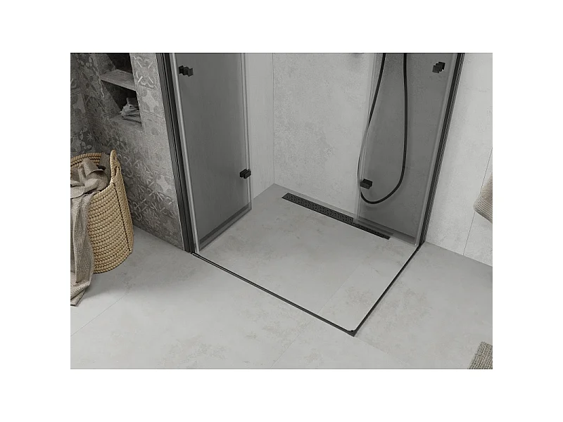 Mexen Lima Dubbele opvouwbare douchecabine 80 x 70 cm, transparant, zwart - 856-080-070-70-00-02