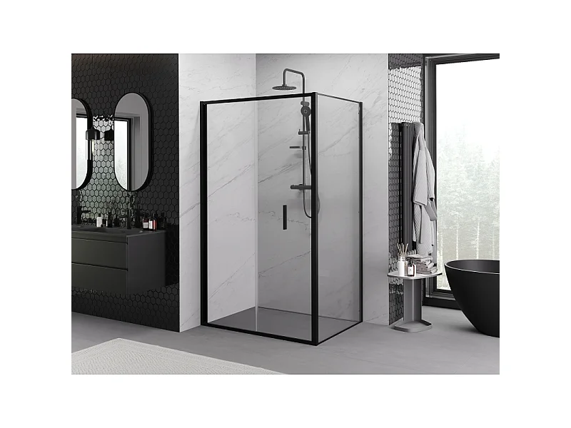 Mexen Exo cabina doccia pieghevole 70 x 75 cm, trasparente, nero - 816-070-075-70-00
