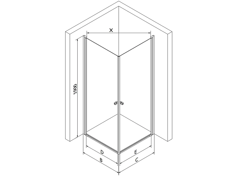 Mexen Pretoria Duo Duschkabine, schwenkbar, 90 x 90 cm, transparent, Chrom - 852-090-090-02-00