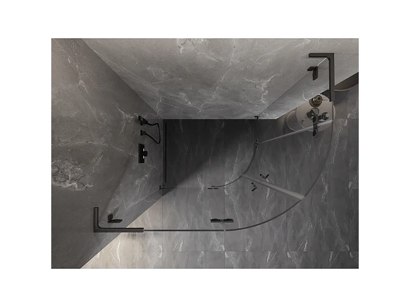Mexen Lunar L cabine de douche quart de cercle pivotante gauche 100 x 90 cm, transparent, gris canon brossé