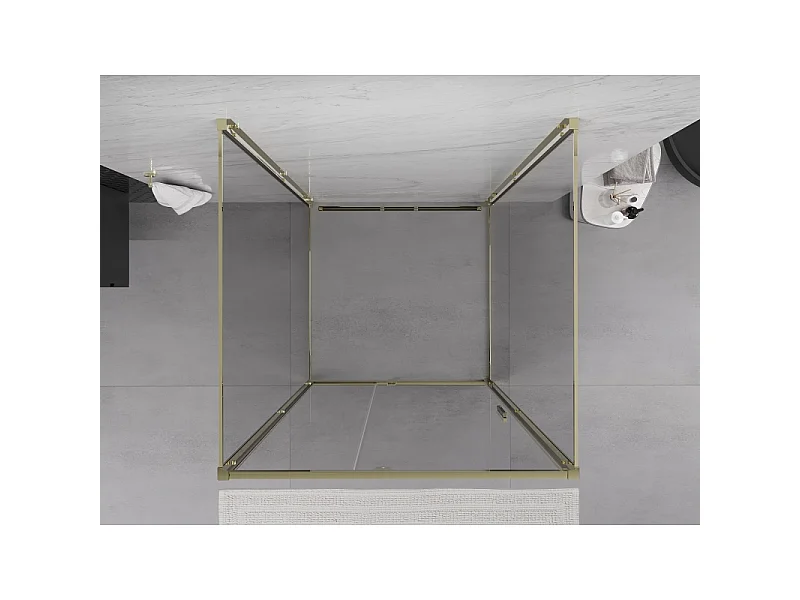 Mexen Exo-3S Duschkabine 3-seitig, schwenkbar, 100 x 100 cm, transparent, gold - 819-100-100-50-00-3S