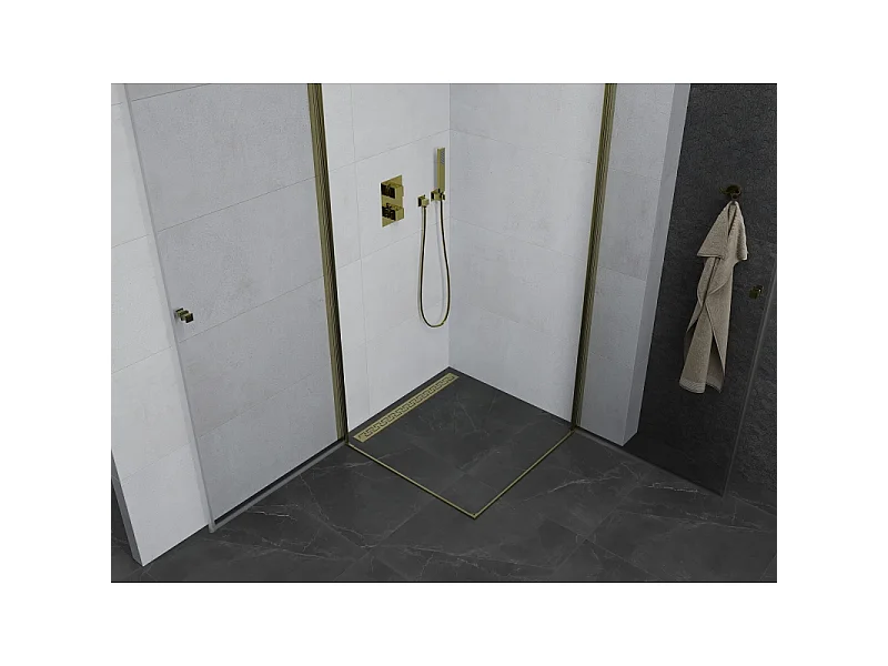 Mexen Pretoria Duo cabine de douche pivotante 90 x 90 cm, transparent, or - 852-090-090-50-00-02