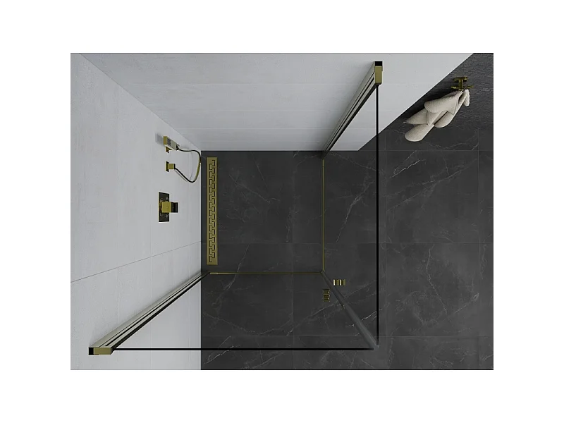 Mexen Pretoria Duo cabine de douche pivotante 90 x 90 cm, transparent, or - 852-090-090-50-00-02