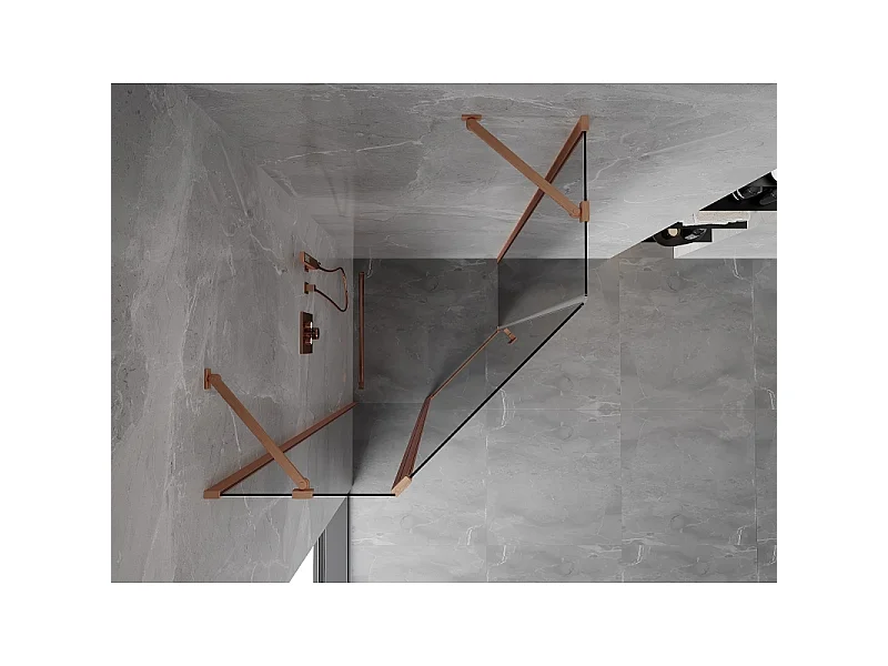Mexen Mist pentagonal shower enclosure hinged 100 x 100 cm, transparent, brushed copper - 8A8-100-100-65-00