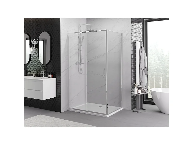 Mexen Exo Duschkabine, verschiebbar, 135 x 90 cm, transparent, Chrom - 8151-135-090-01-00