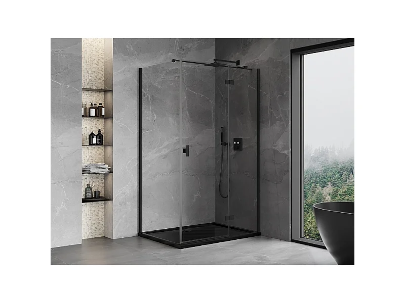 Mexen Mist-H T kabina prysznicowa uchylna prawa 110 x 95 cm, transparent, czarna - 8A5T-110-095-70-00-P
