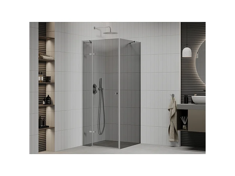Mexen Roma Duschkabine klappbar 90 x 90 cm, Graphit, Chrom - 854-090-090-01-40