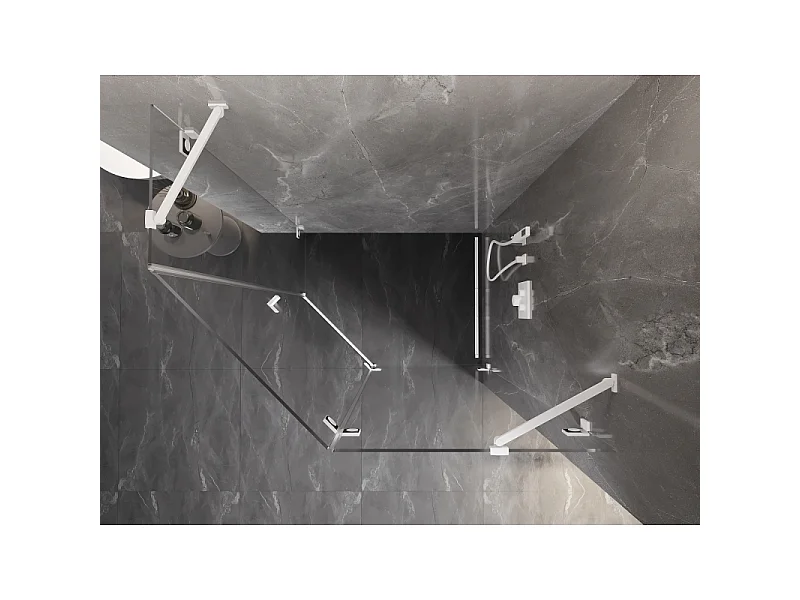 Mexen Lunar pentagonal right-hinged shower cabin 100 x 90 cm, transparent, white - 831-100P-090L-20-00-P