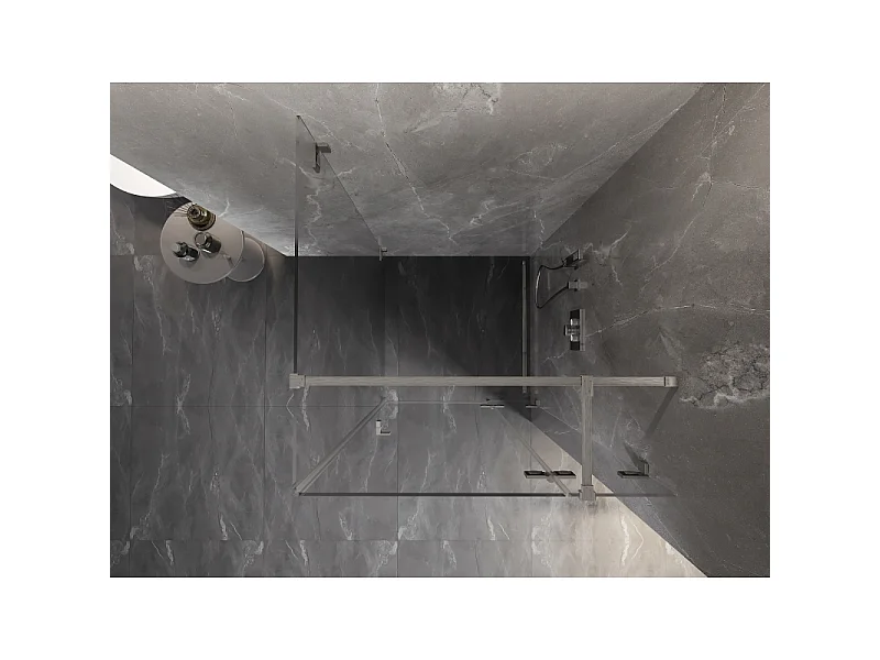 Mexen Lunar T cabina doccia a battente destra 90 x 90 cm, trasparente, nichel spazzolato - 834T-090-090-97-00-P