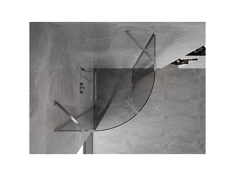 Mexen Mist, halbrunde Duschkabine, schwenkbar, 80 x 80 cm, transparent, Chrom - 8A32-080-080-01-00
