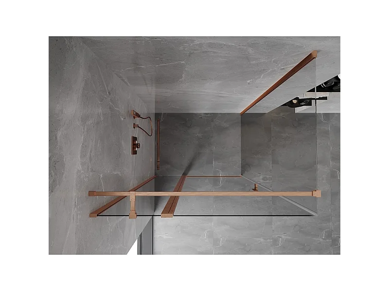 Mexen Mist T nihajna tuš kabina 80 x 95 cm, prozorna, brušeni baker - 8A4T-080-095-65-00