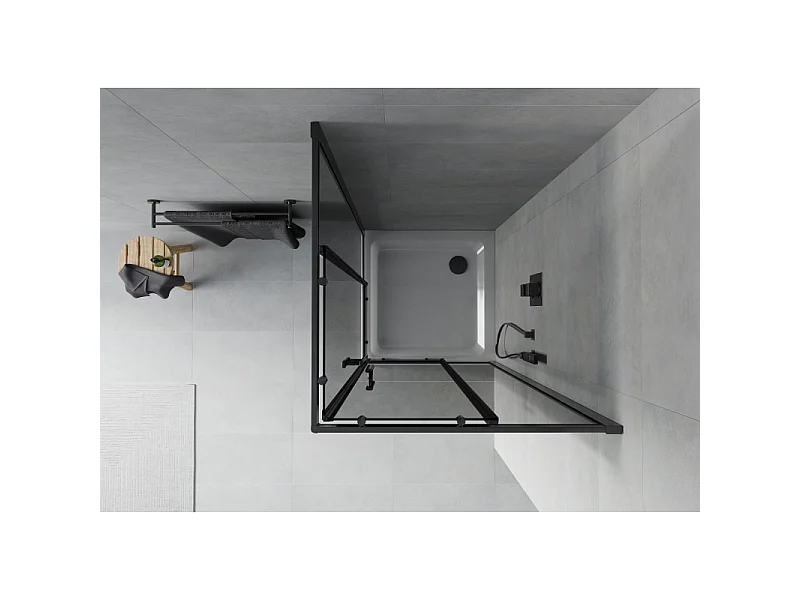 Mexen Rio vierkante douchecabine 70 x 70 cm, grafiet, zwart + Flat douchebak, wit - 860-070-070-70-40-4010B