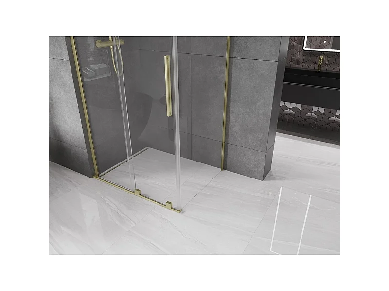 Mexen Velar L cabine de duche de correr 90 x 80 cm, transparente, dourada escovada - 871-090-080-03-55
