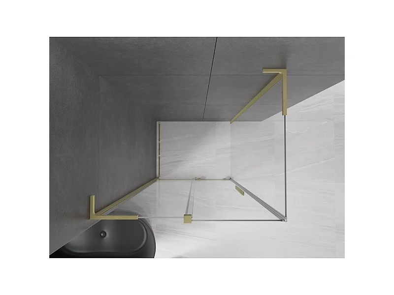Mexen Velar L cabine de duche de correr 90 x 80 cm, transparente, dourada escovada - 871-090-080-03-55