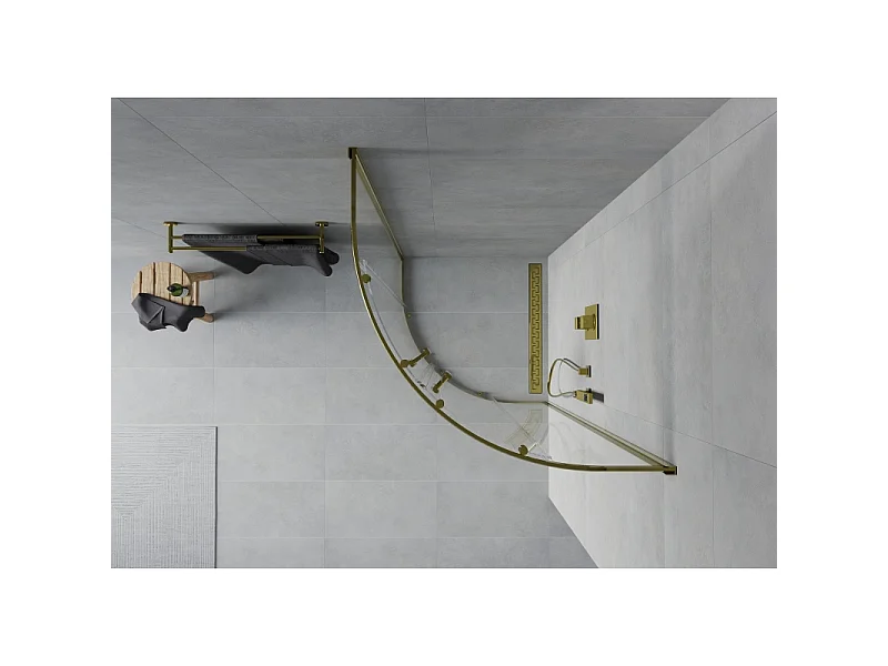 Mexen Rio halfronde douchecabine 80 x 80 cm, transparant, goud - 863-080-080-50-00