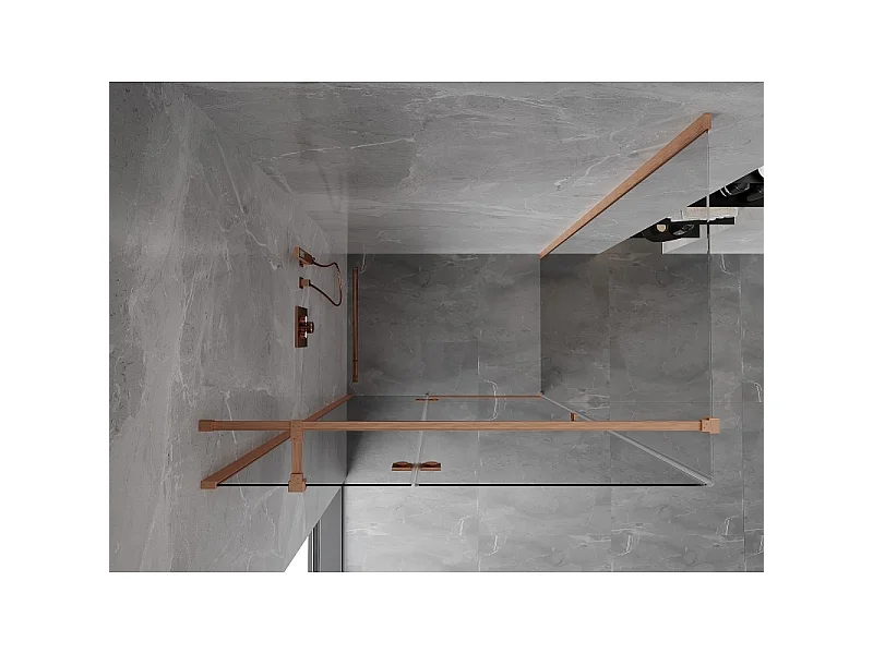 Mexen Mist-H T Venstre hængslet brusekabine 105 x 120 cm, transparent, børstet kobber - 8A5T-105-120-65-00-L