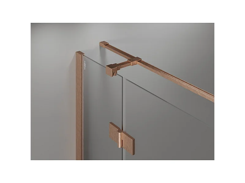 Mexen Mist-H T Venstre hængslet brusekabine 105 x 120 cm, transparent, børstet kobber - 8A5T-105-120-65-00-L