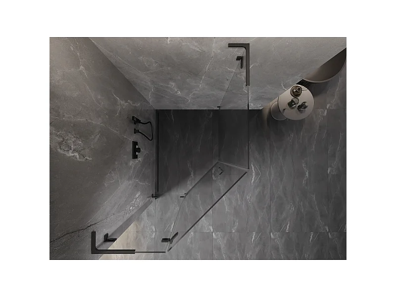 Mexen Lunar L cabine de douche pentagonale pivotante gauche 90x100 cm, transparent, gris pistolet brossé
