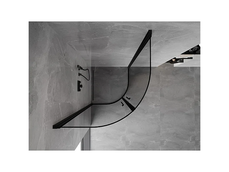 Mexen Mist halvcirkelformet brusekabine med svingdøre 80 x 80 cm, sort ramme, sort - 8A31-080-080-70-70