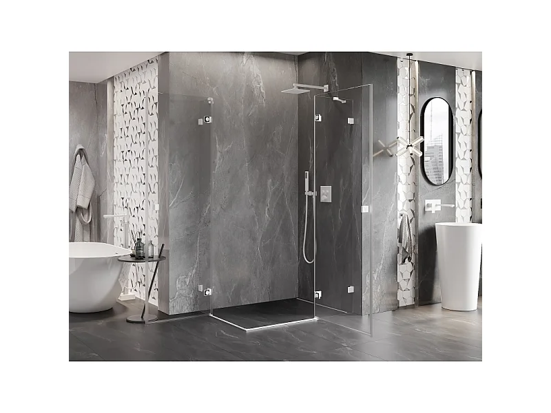 Mexen Lunar Duo tuš kabina za desni kot, 120 x 115 cm, prozorna, bela - 834-120P-115L-20-00