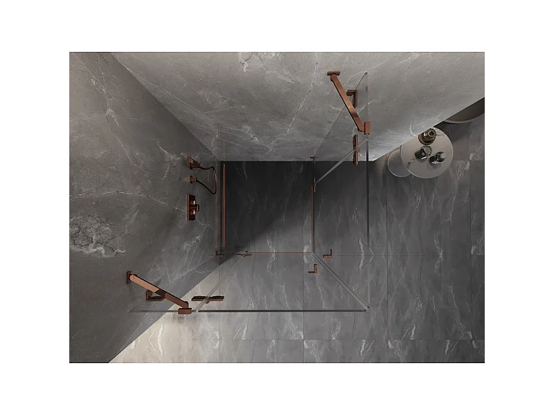 Mexen Lunar Duo shower cabin hinged 70 x 70 cm, transparent, rose gold - 834-070L-070P-60-00