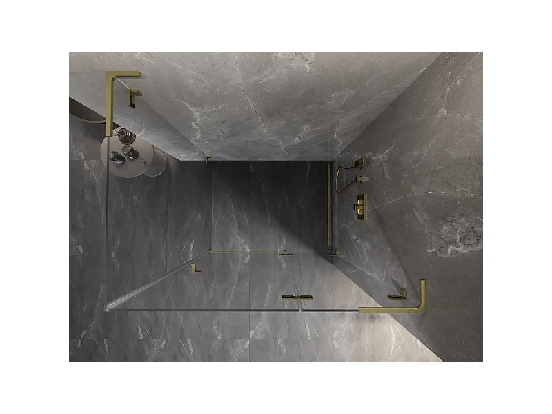 Mexen Lunar L svingbar højre brusekabine 95 x 80 cm, transparent, børstet guld - 834L-095-080-55-00-P