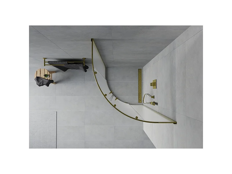 Mexen Rio halfronde douchecabine 70 x 70 cm, matglas, goud - 863-070-070-50-30