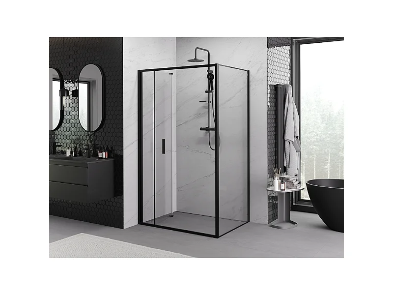 Mexen Exo cabina doccia pieghevole 85 x 70 cm, trasparente, nero - 816-085-070-70-00