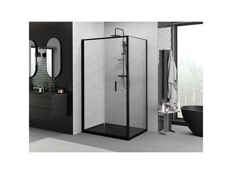Mexen Exo cabina doccia pieghevole 85 x 70 cm, trasparente, nero - 816-085-070-70-00