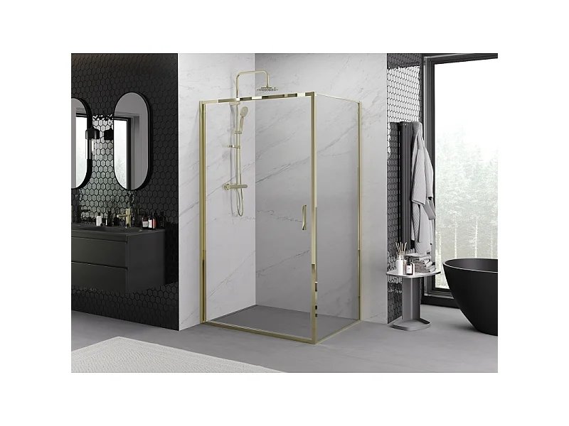 Mexen Exo open douchecabine 80 x 75 cm, transparant, goud - 817-080-075-50-00