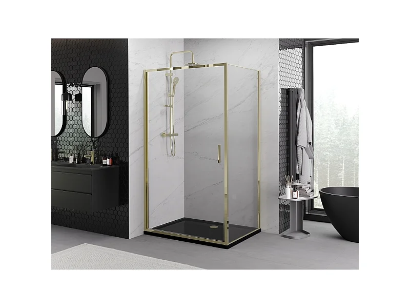Mexen Exo open douchecabine 80 x 75 cm, transparant, goud - 817-080-075-50-00