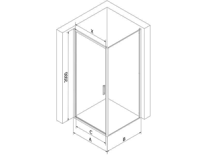Mexen Exo open douchecabine 80 x 75 cm, transparant, goud - 817-080-075-50-00