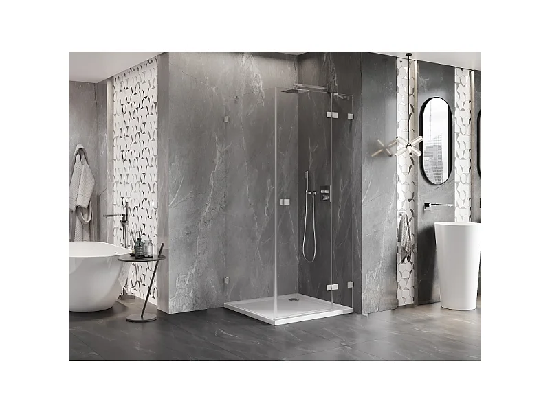 Mexen Lunar shower enclosure pivot right 100 x 100 cm, transparent, brushed nickel - 834-100-100-97-00-P