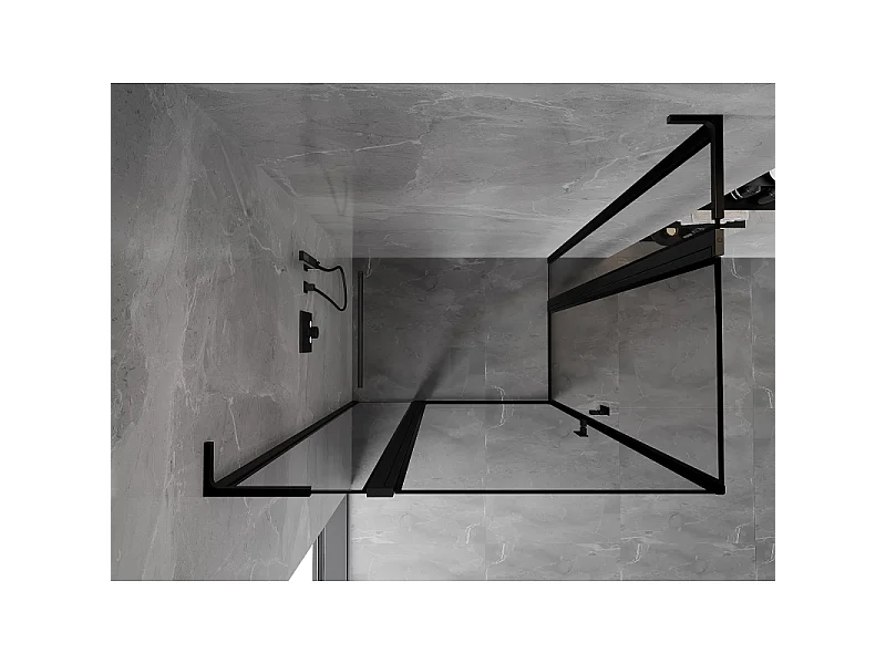Mexen Mist L Duo cabine de douche pivotante 110 x 105 cm, cadre noir, noir - 8A4L-110L-105P-70-70