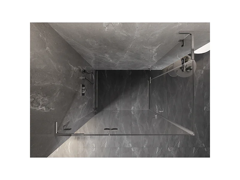 Mexen Lunar L Dvojna prhižna kabina levo odpiralna 105 x 70 cm, prozorna, krom - 834L-105L-070P-01-00