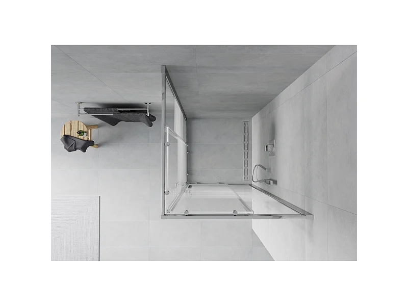 Mexen Rio square shower enclosure 80 x 80 cm, white stripes, chrome - 860-080-080-01-20