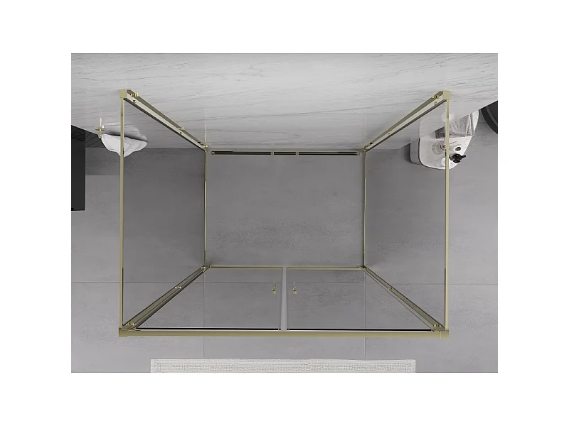 Mexen Exo-3S kabina prysznicowa 3-ścienna uchylna 110 x 95 cm, transparent, złota - 814-110-095-50-00-3S