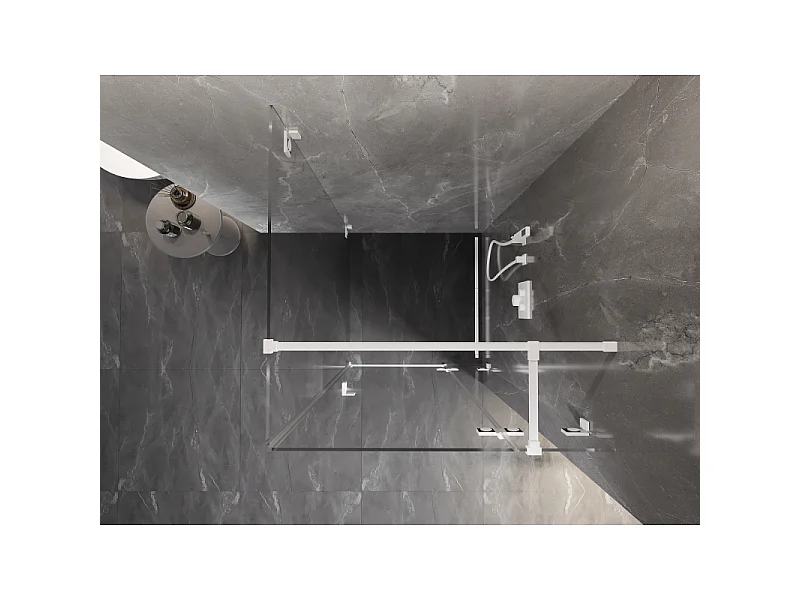 Mexen Lunar T kabina prysznicowa uchylna prawa 80 x 80 cm, transparent, biała - 834T-080-080-20-00-P