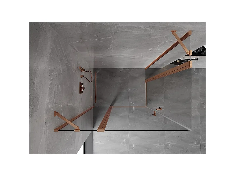 Mexen Mist Duo cabine de douche pivotante 120 x 100 cm, transparent, cuivre brossé - 8A4-120-100-65-00