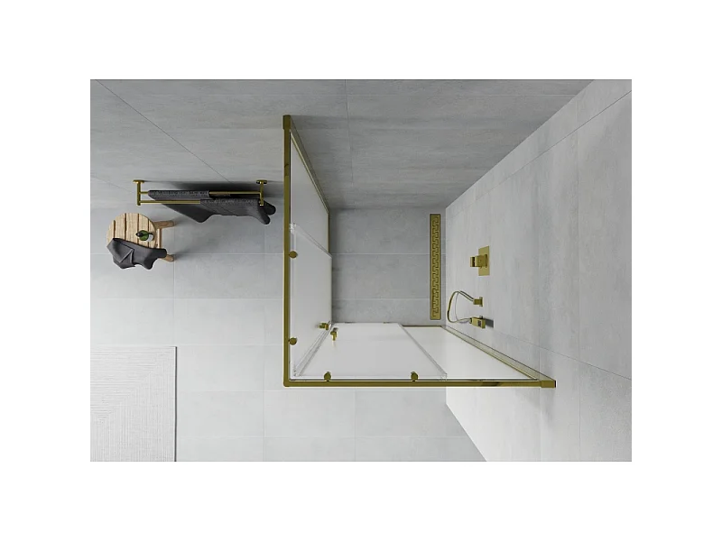 Mexen Rio vierkante douchecabine 90 x 90 cm, matglas, goud - 860-090-090-50-30
