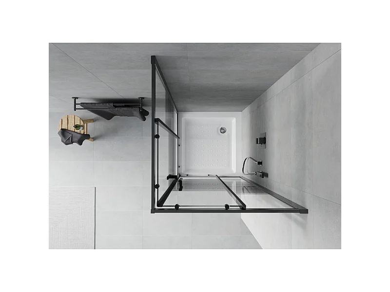 Mexen Rio vierkante douchecabine 70 x 70 cm, zwarte strepen, zwart + douchebak, wit - 860-070-070-70-20-4510