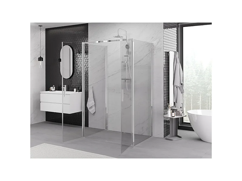 Mexen Exo-3S cabine de douche à 3 parois battante 70 x 90 cm, transparent, chromé - 814-070-090-01-00-3S