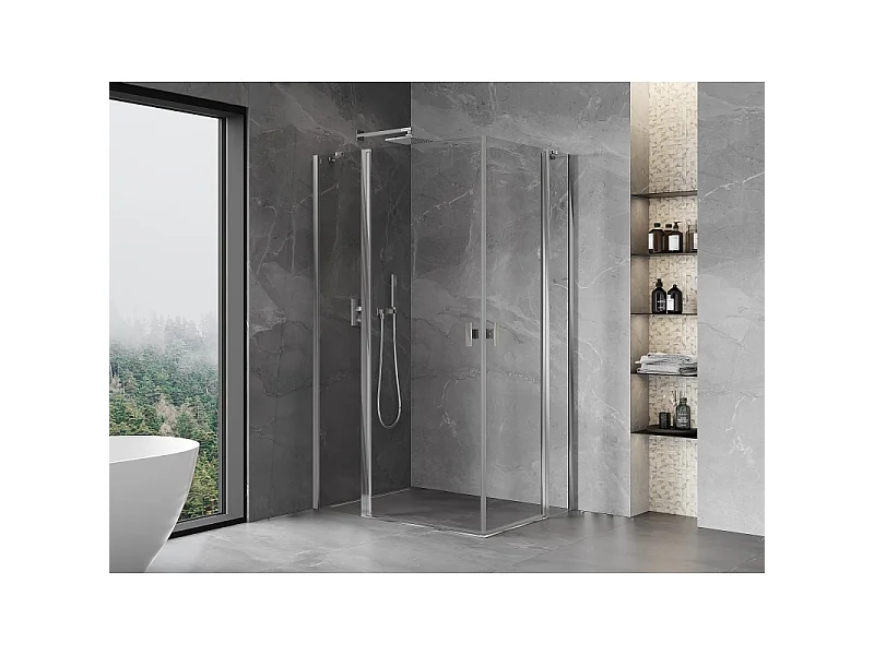 Mexen Mist Duo douchecabine scharnierend 120 x 105 cm, transparant, chroom - 8A4-120-105-01-00